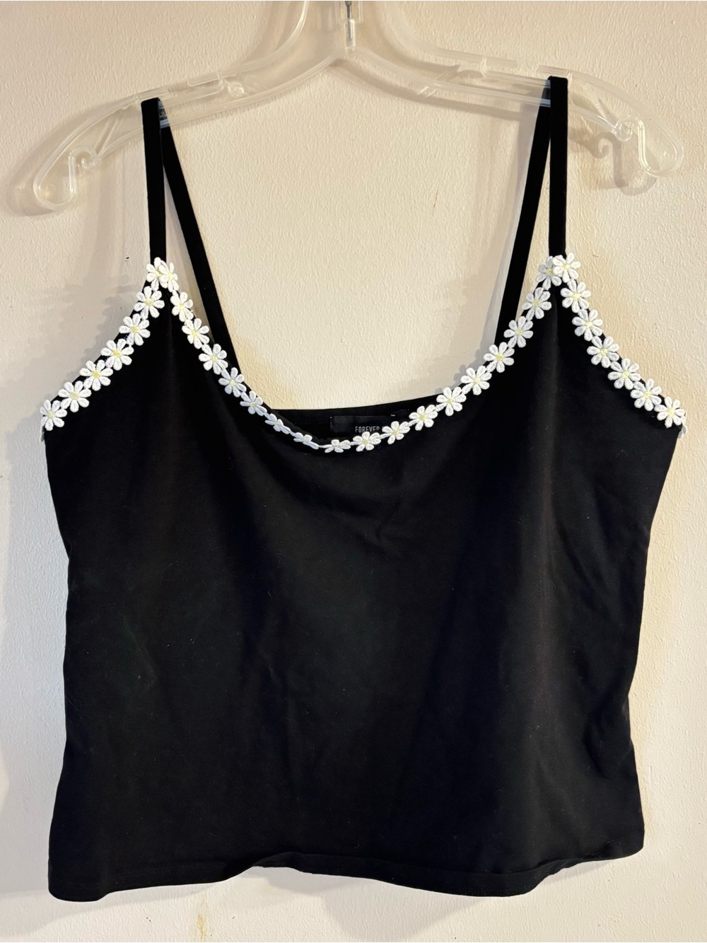 Forever 21 Black Daisy-Trim Camisole